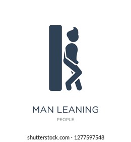 man leaning against the wall icon vector on white background, man leaning against the wall trendy filled icons from People collection, man leaning against the wall vector illustration