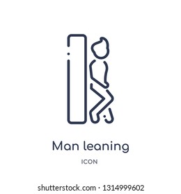 man leaning against the wall icon from people outline collection. Thin line man leaning against the wall icon isolated on white background.