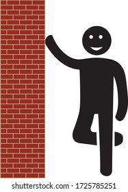 Man leaning against the wall icon isolated