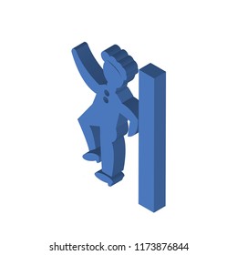 Man leaning against the wall isometric left top view 3D icon