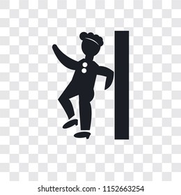 Man leaning against the wall vector icon isolated on transparent background, Man leaning against the wall logo concept