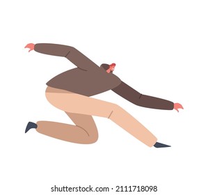 Man Leap in Action, Male Character Jumping Isolated on White Background. Teenager Exercising Extreme Parkour Sport Activities, Hip Hop Dancer, Sportsman Fly in Air. Cartoon People Vector Illustration