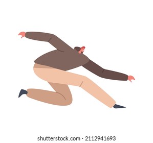 Man Leap in Action, Male Character Jumping Isolated on White Background. Teenager Exercising Extreme Parkour Sport Activities, Hip Hop Dancer, Sportsman Fly in Air. Cartoon People Vector Illustration