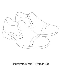 Man Leather Boot Par colorless cartoon. Outlined illustration with thin line black stroke