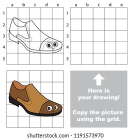 Man Leather Boot smile funny, the educational game with simple game level. Copy the picture.
