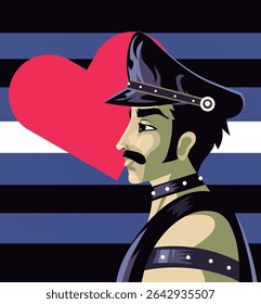 man with leather hat and moustache
