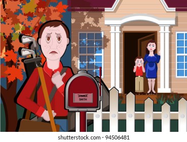 The man leaves a family leaving the wife and the child