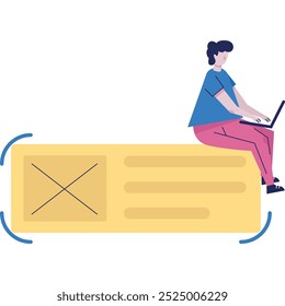 Hombre que deja el carácter del icono del comentario con el ordenador portátil