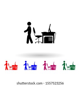 Man leaving multi color icon. Simple glyph, flat vector of gamer icons for ui and ux, website or mobile application