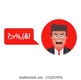 a man left a bad review on the Internet. Flat character vector illustration.