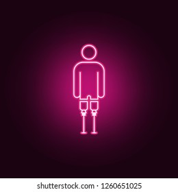 man with leg prosthesis icon. Elements of Disabled in neon style icons. Simple icon for websites, web design, mobile app, info graphics