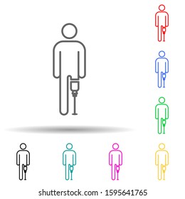 man with leg prosthesis multi color style icon. Simple thin line, outline vector of disabled icons for ui and ux, website or mobile application