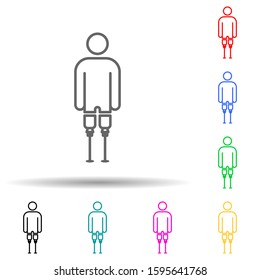 man with leg prosthesis multi color style icon. Simple thin line, outline vector of disabled icons for ui and ux, website or mobile application