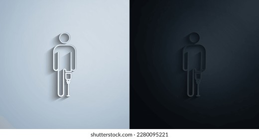 hombre con icono de papel protésico de pierna con efecto de sombra diseño de iluminación vectorial