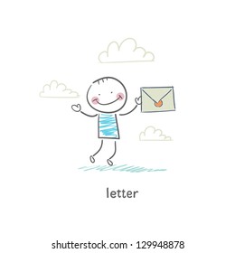A man and a letter. Illustration.