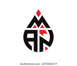 MAN letter water drop shape logo design. MAN drop logo simple design.