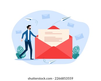 man with letters. Sending letters or messages. The concept sends notifications. vector 