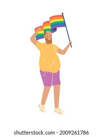 man with lgtbi flag cause character