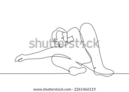 man lies imposingly spreading his legs and put his hand under his head - one line drawing vector. concept rest, relaxation