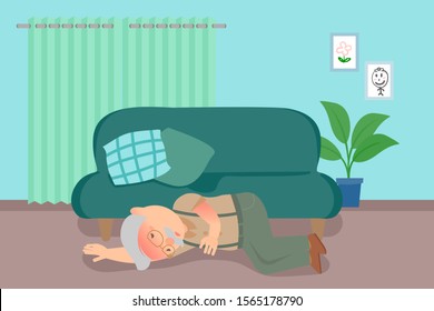 A man lies unconscious in his apartment illustration.