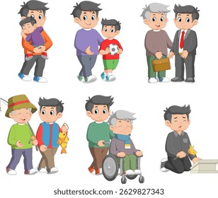 Man life cycle. Human development and growth process of illustration