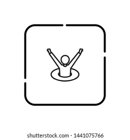 Man in lifebuoy, human symbol vector icon