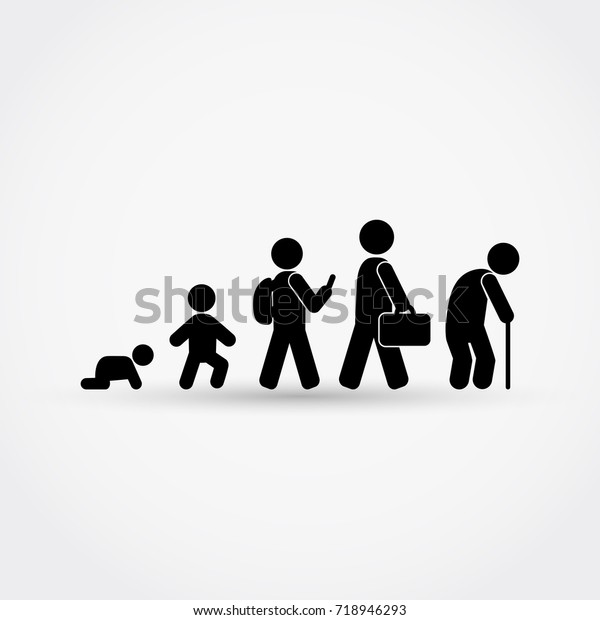 Man Lifecycle Birth Old Age Silhouettesvector Stock Vector (Royalty ...