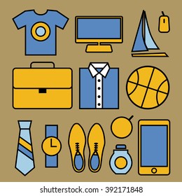 Man lifestyle icon set. Vector illustration.
