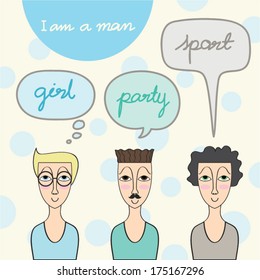 A man lifestyle, with speech bubble