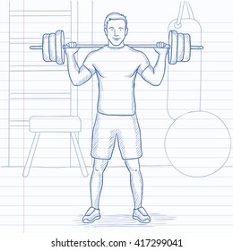 Man lifting barbell.