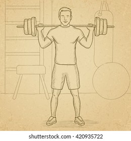 Man lifting barbell.