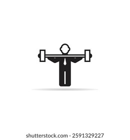 man lifting barbell icon with shadow on white background