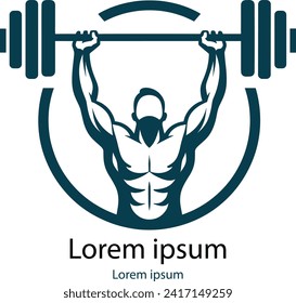  A man lifting a barbell on his shoulders logo