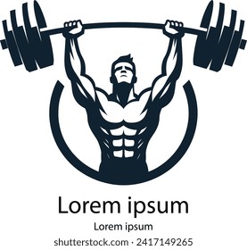  A man lifting a barbell on his shoulders logo