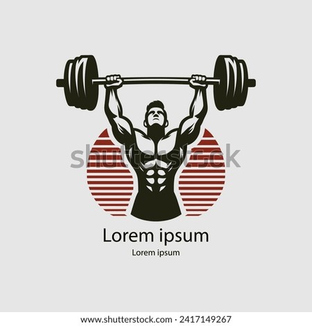  A man lifting a barbell on his shoulders logo