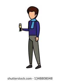 man lifting champagne cup