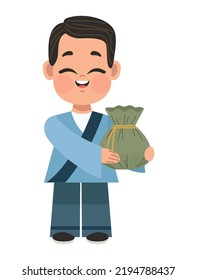 man lifting chuseok bag character