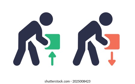 Man lifting and drop heavy object icon vector illustration