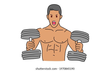 Man Lifting dumbbell vector illustration