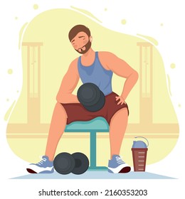 man lifting dumbbells in gym scene