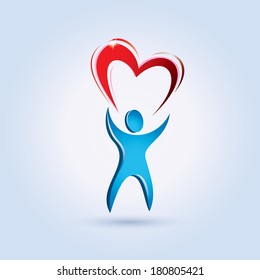 man lifting a heart stylized vector symbol