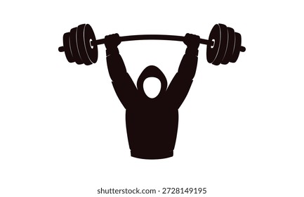 Man lifting heavy barbell weights over head with both hands