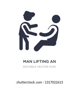 man lifting an old man icon on white background. Simple element illustration from People concept. man lifting an old man icon symbol design.