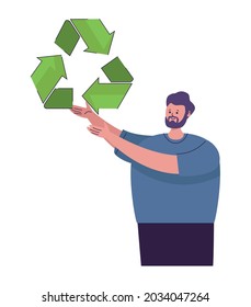 man lifting recycle arrows character