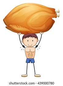 Man lifting up roasted turkey illustration