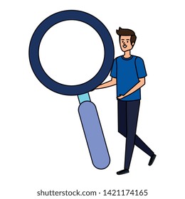 man lifting search magnifying glass