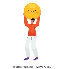 man lifting smile emoji character