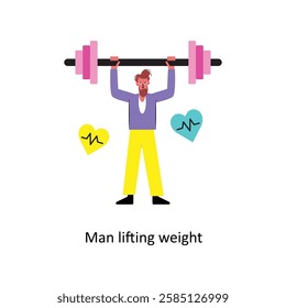 Man lifting weight Concept vector illustration.  isolated on white Background. 