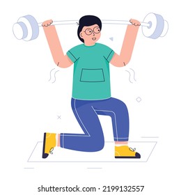 Man lifting weight, flat illustration of fitness