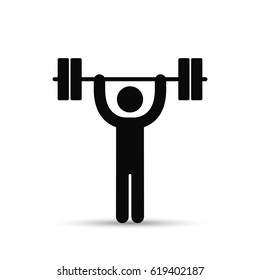 Man lifting weight icon, simple silhouette symbol vector.